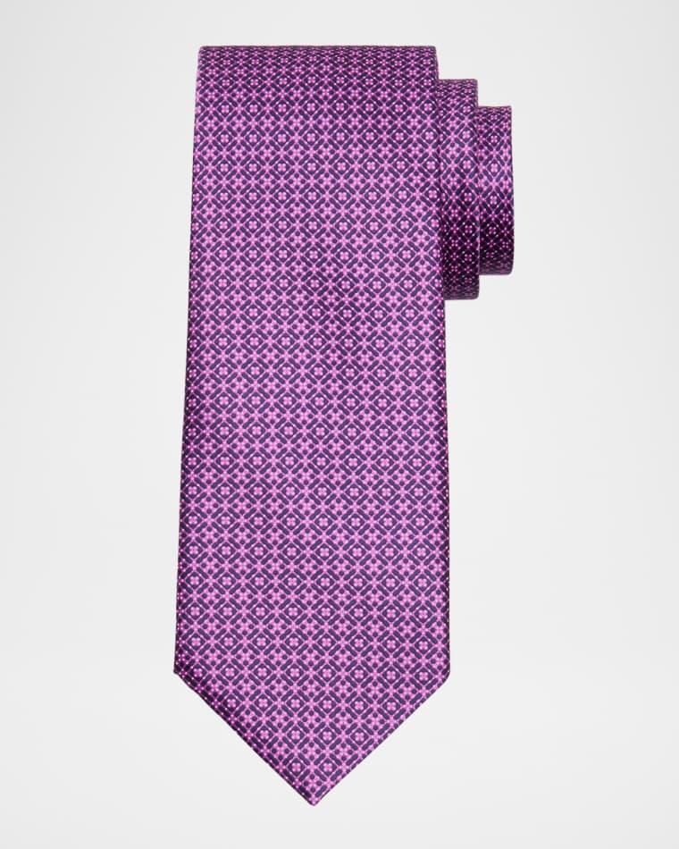Men's Tonal Geometric Silk Tie by STEFANO RICCI