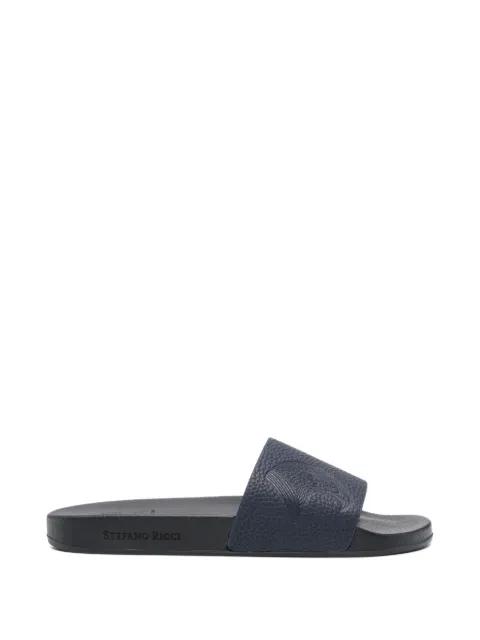 eagle-embossed leather slides by STEFANO RICCI
