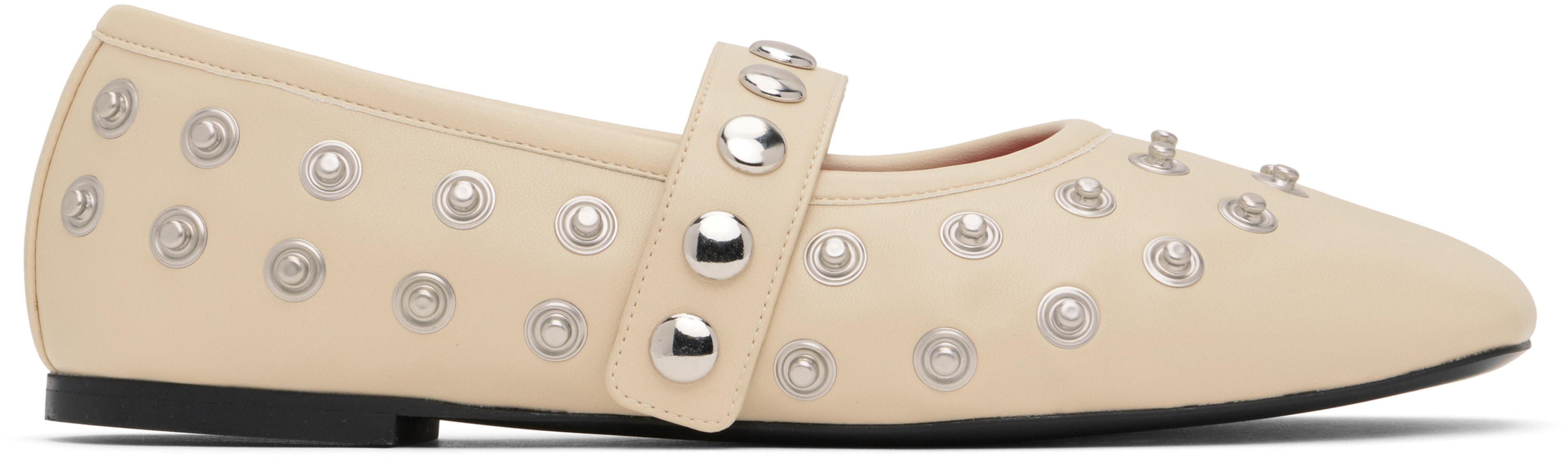 Beige Ryder Popper-Studded Ballerina Flats by STELLA MCCARTNEY