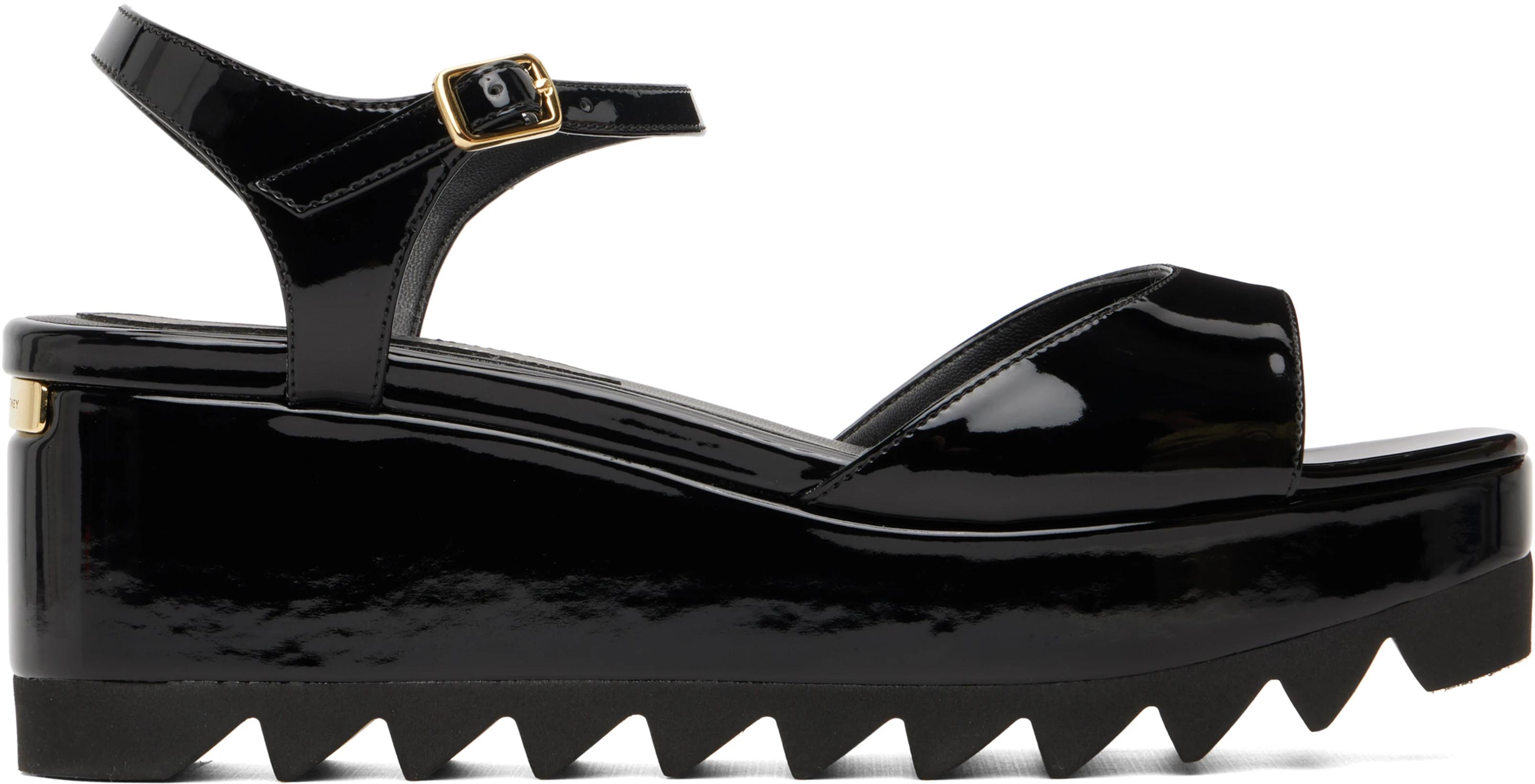 Black Elyse Patent Platform Sandals by STELLA MCCARTNEY