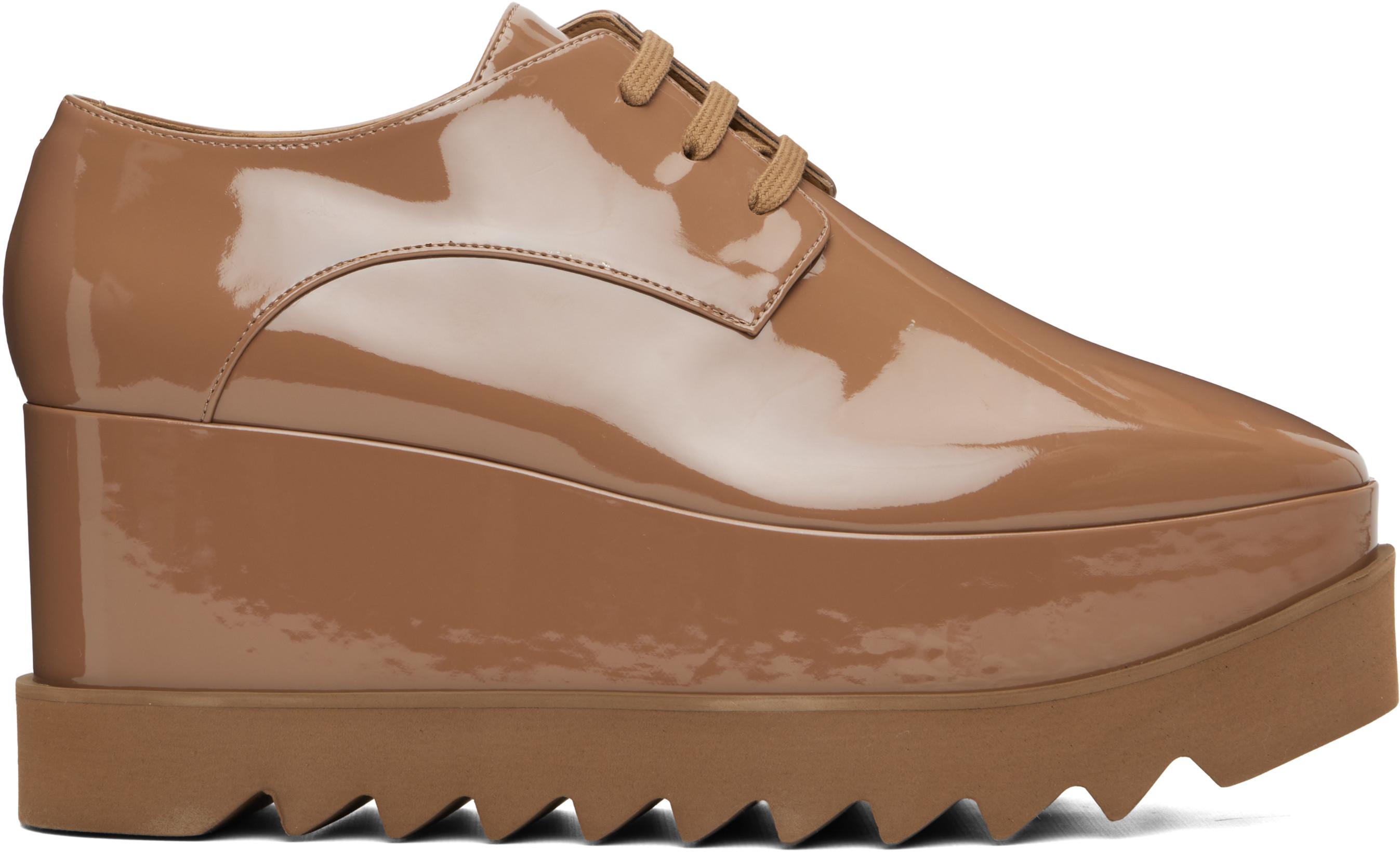 Brown Limited Edition Elyse Monochrome Platform Derbys by STELLA MCCARTNEY