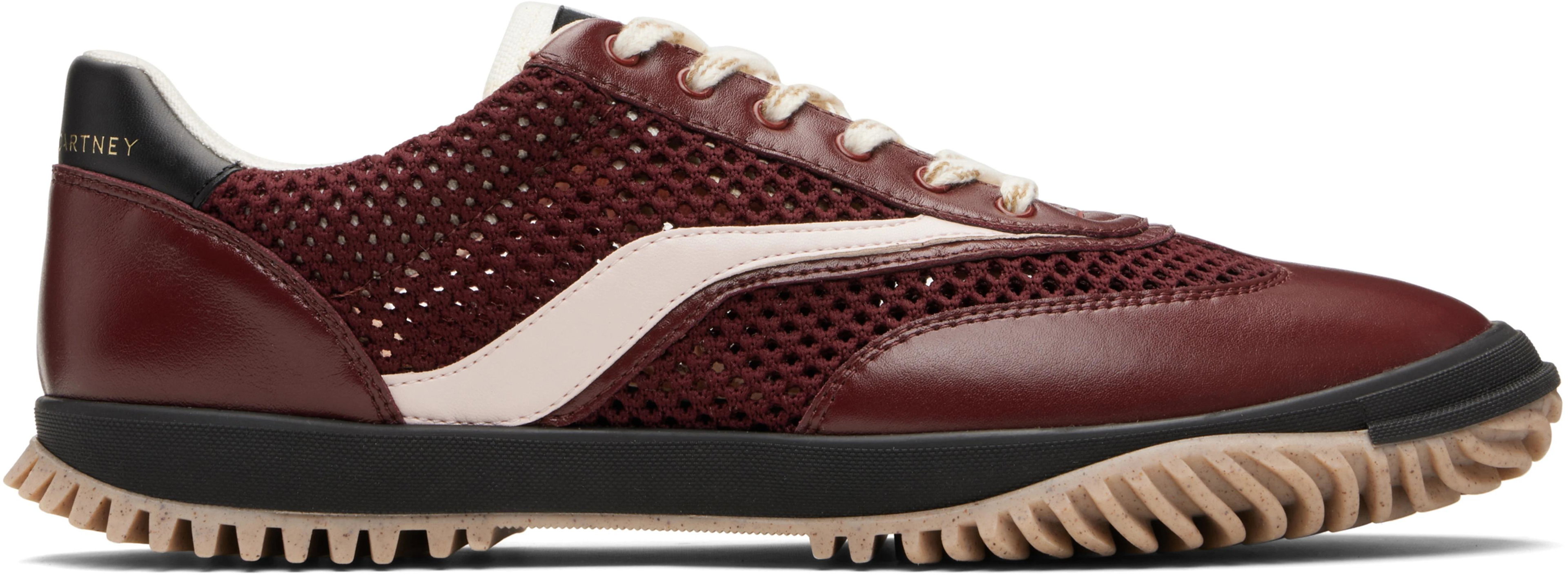 Burgundy S-Wave Sport Mesh Paneled Sneakers by STELLA MCCARTNEY