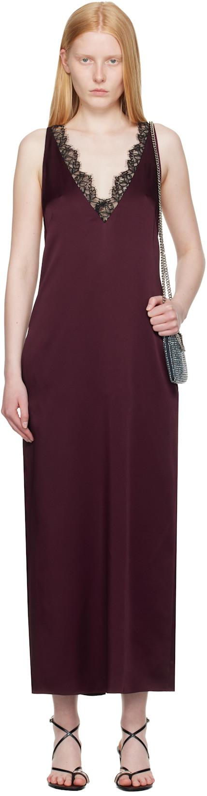Burgundy Satin Slip Maxi Dress by STELLA MCCARTNEY