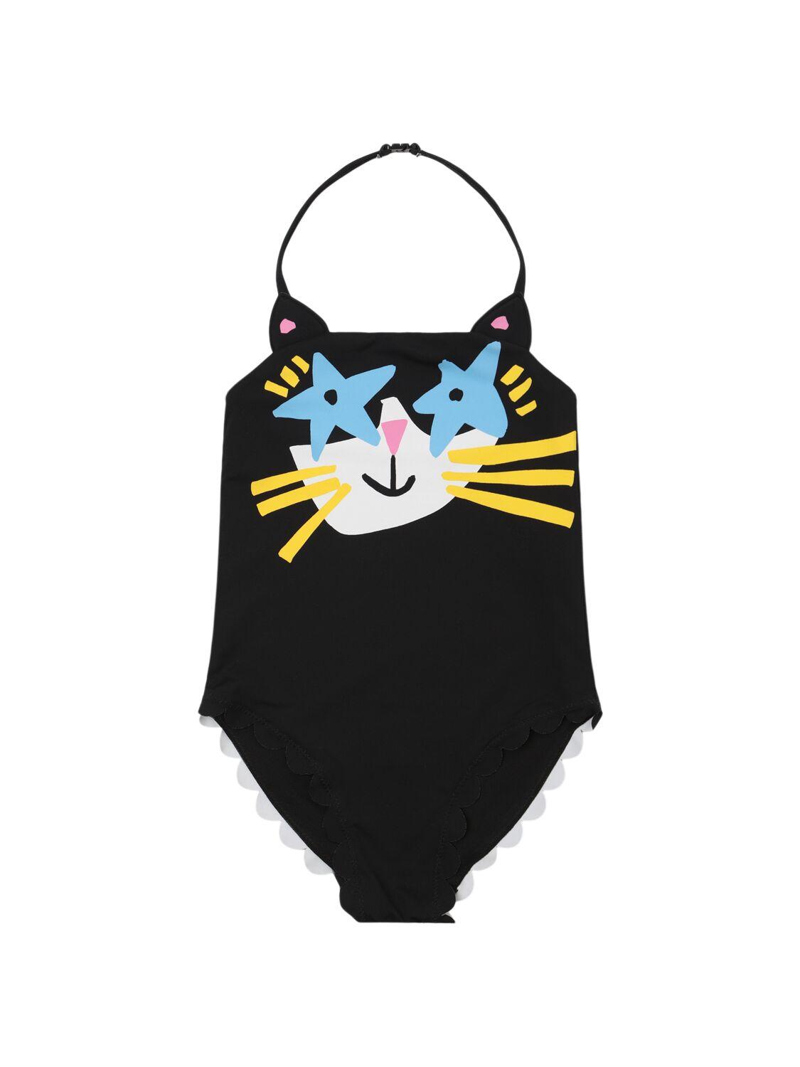 Cat Print Poly One Piece Swimsuit by STELLA MCCARTNEY