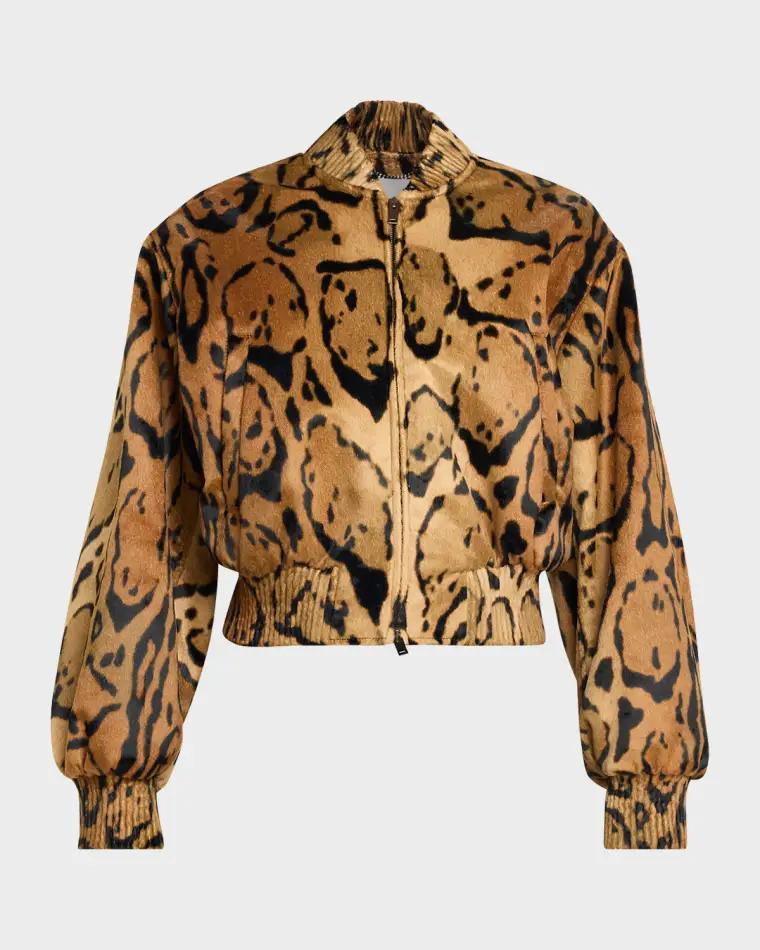 Cloud Leopard Velvet Bomber Jacket by STELLA MCCARTNEY