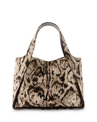 Clouded Leopard Jacquard Logo Tote by STELLA MCCARTNEY