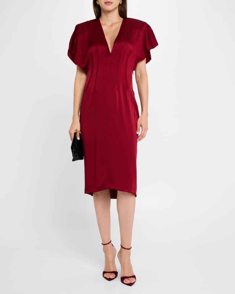 Corset Seamed Midi Dress with Shoulder Pads by STELLA MCCARTNEY