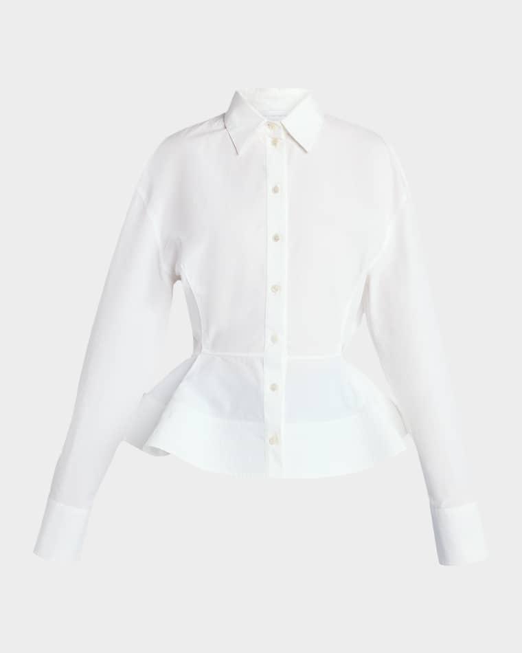 Cotton Poplin Button-Front Peplum Shirt by STELLA MCCARTNEY