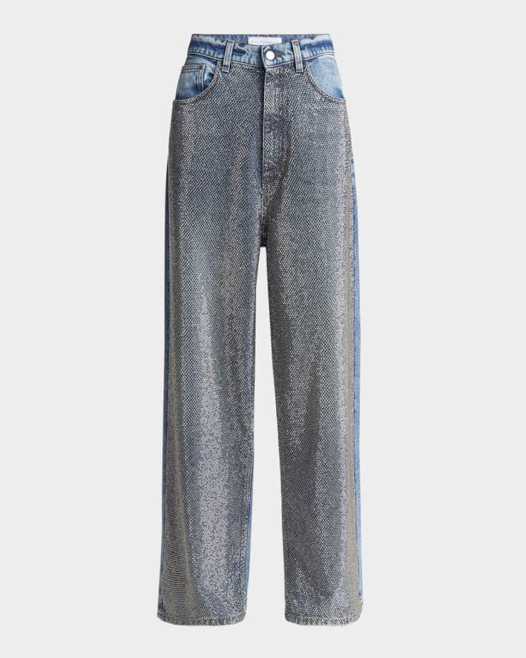 Crystal Hotfix Wide Leg Jeans by STELLA MCCARTNEY