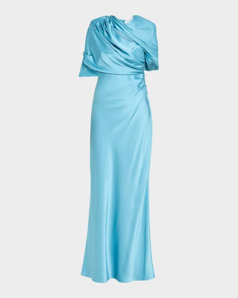 Draped Capelet Satin Gown by STELLA MCCARTNEY