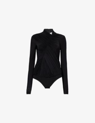 Draped Long-Sleeve Crepe-Jersey Bodysuit by STELLA MCCARTNEY