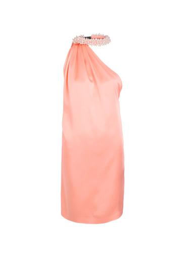 Embellished-choker asymmetric satin mini dress by STELLA MCCARTNEY