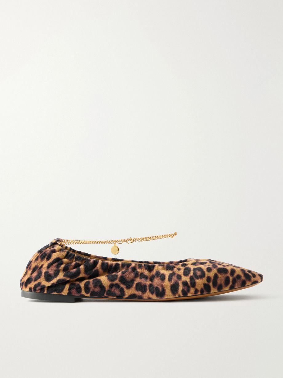 Embellished leopard-print velvet ballerina flats by STELLA MCCARTNEY