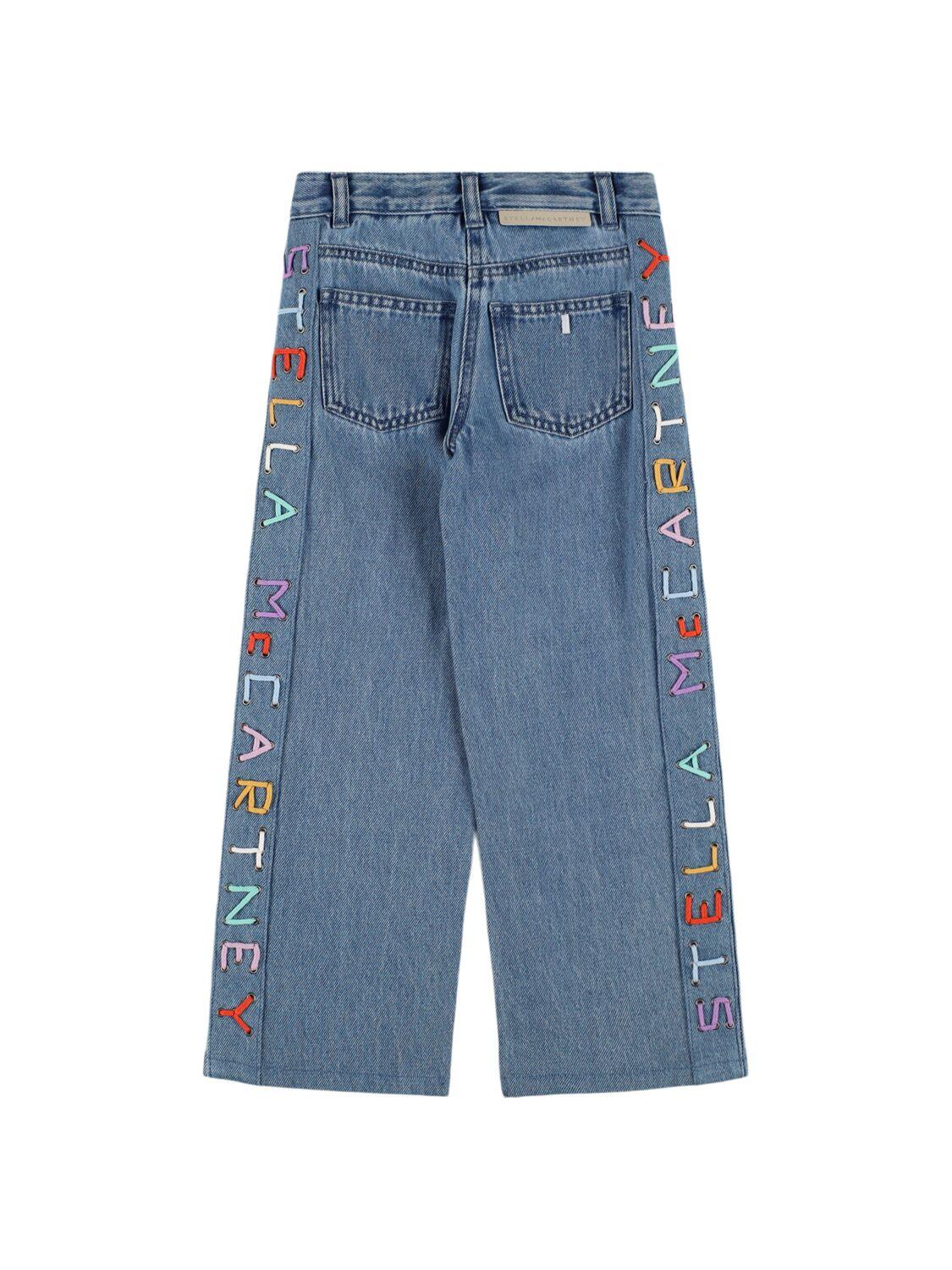 Embroidered Stretch Cotton Jeans by STELLA MCCARTNEY