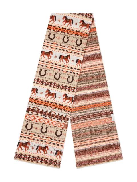 Fair Isle horse horseshoe pattern scarf by STELLA MCCARTNEY
