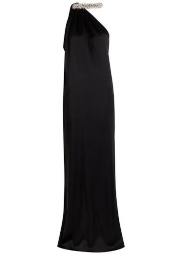 Faux pearl-embellished satin gown by STELLA MCCARTNEY