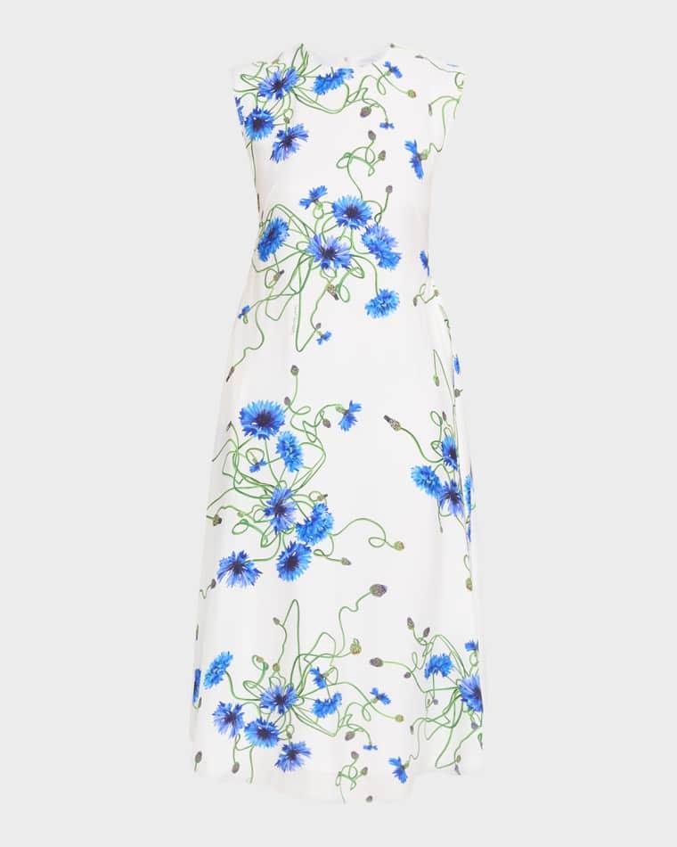 Floral Print Hammered Viscose Midi Dress by STELLA MCCARTNEY