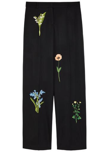 Floral-embroidered straight-leg trousers by STELLA MCCARTNEY