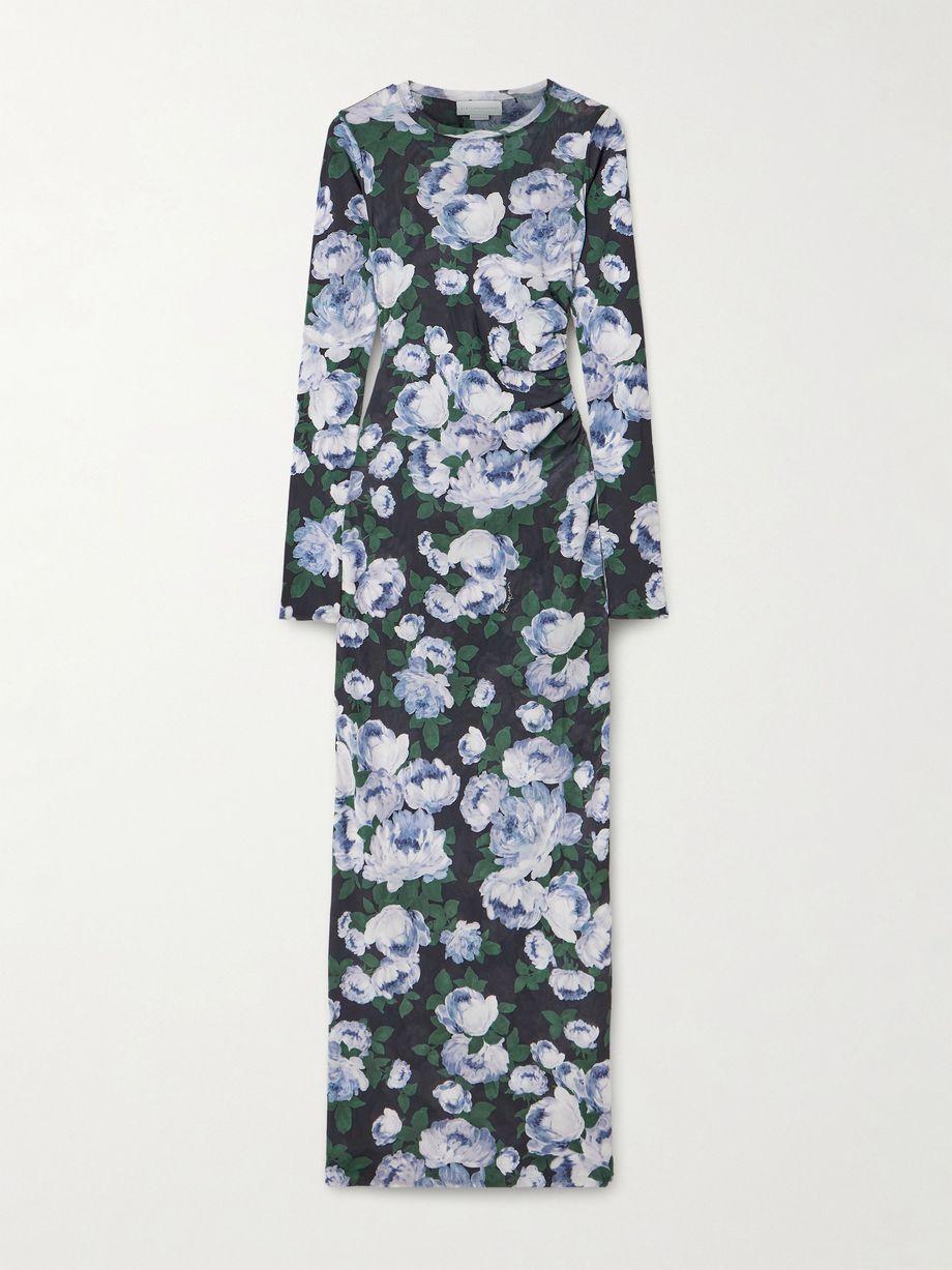 Gathered floral-print stretch-mesh maxi dress by STELLA MCCARTNEY Gathered floral-print stretch-mesh maxi dress by STELLA MCCARTNEY