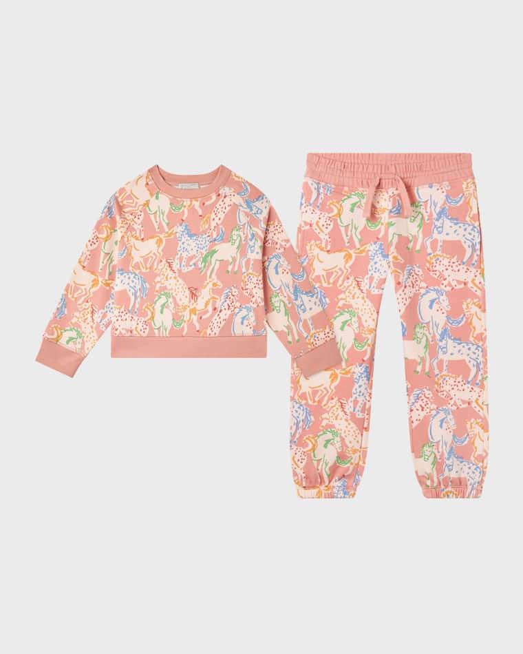 Girl's Prairie Horse-Print Two-Piece Tracksuit, Size 4-10 by STELLA MCCARTNEY