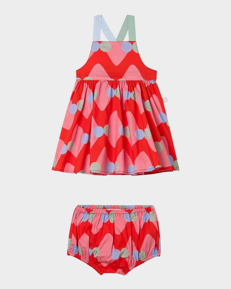 Girl's Sleeveless Geo-Print Dress & Bloomers Set, Size 6M-3 by STELLA MCCARTNEY