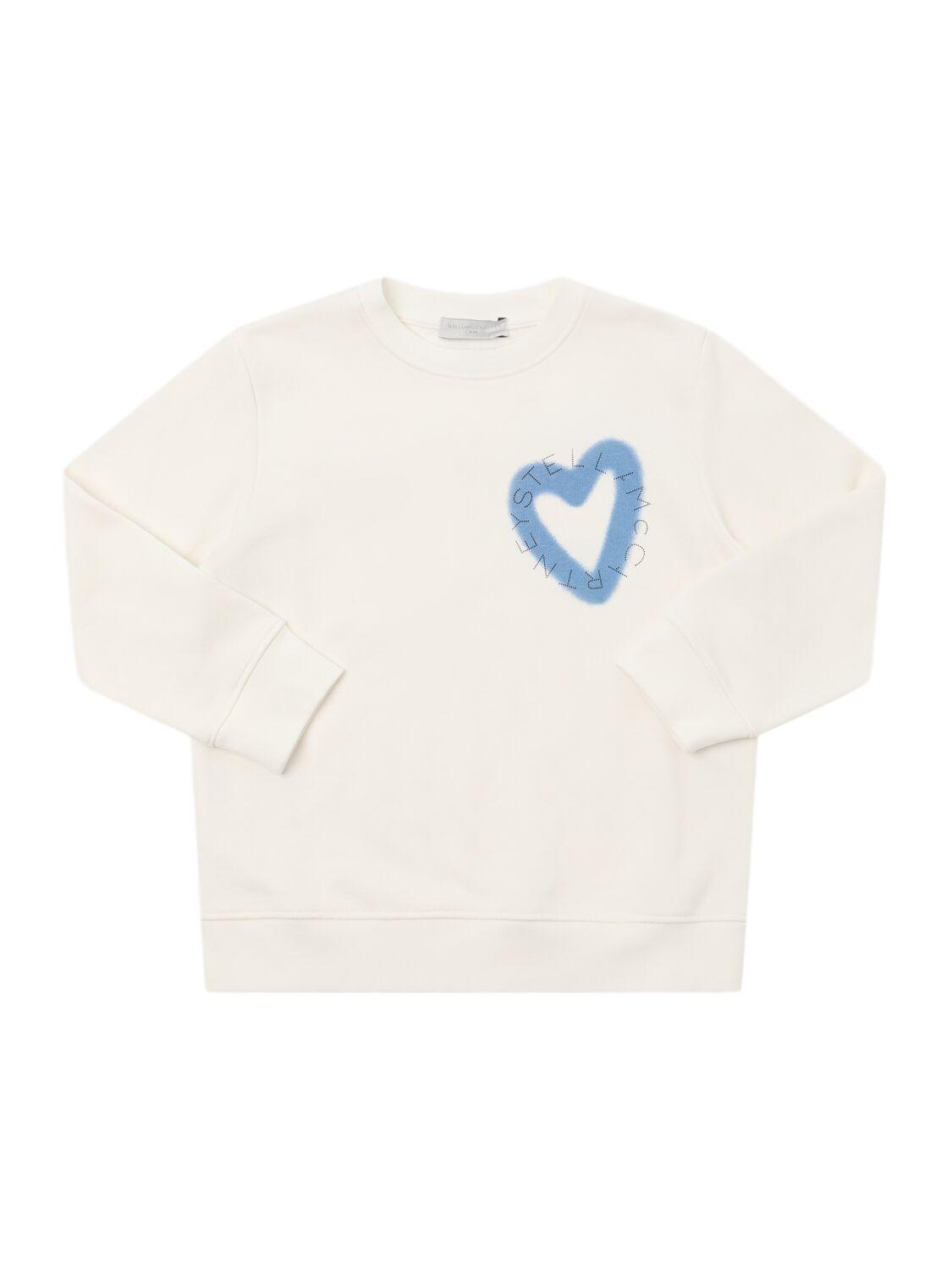 Heart Print Cotton Crewneck Sweatshirt by STELLA MCCARTNEY