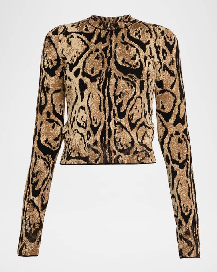 Leopard Jacquard Knit Crewneck Sweater by STELLA MCCARTNEY