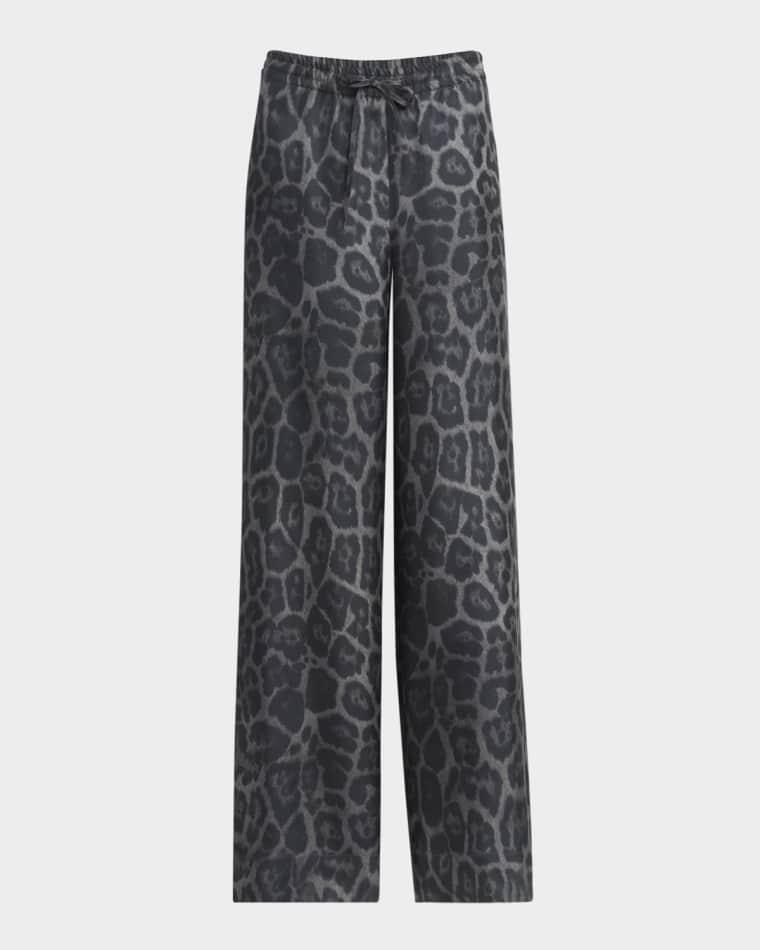 Leopard-Print Silk Wide-Leg Pajama Trousers by STELLA MCCARTNEY