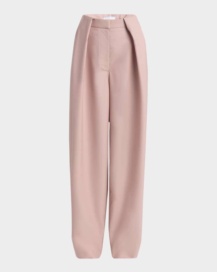 Pleated Wide-Leg Canvas Balloon Trousers by STELLA MCCARTNEY
