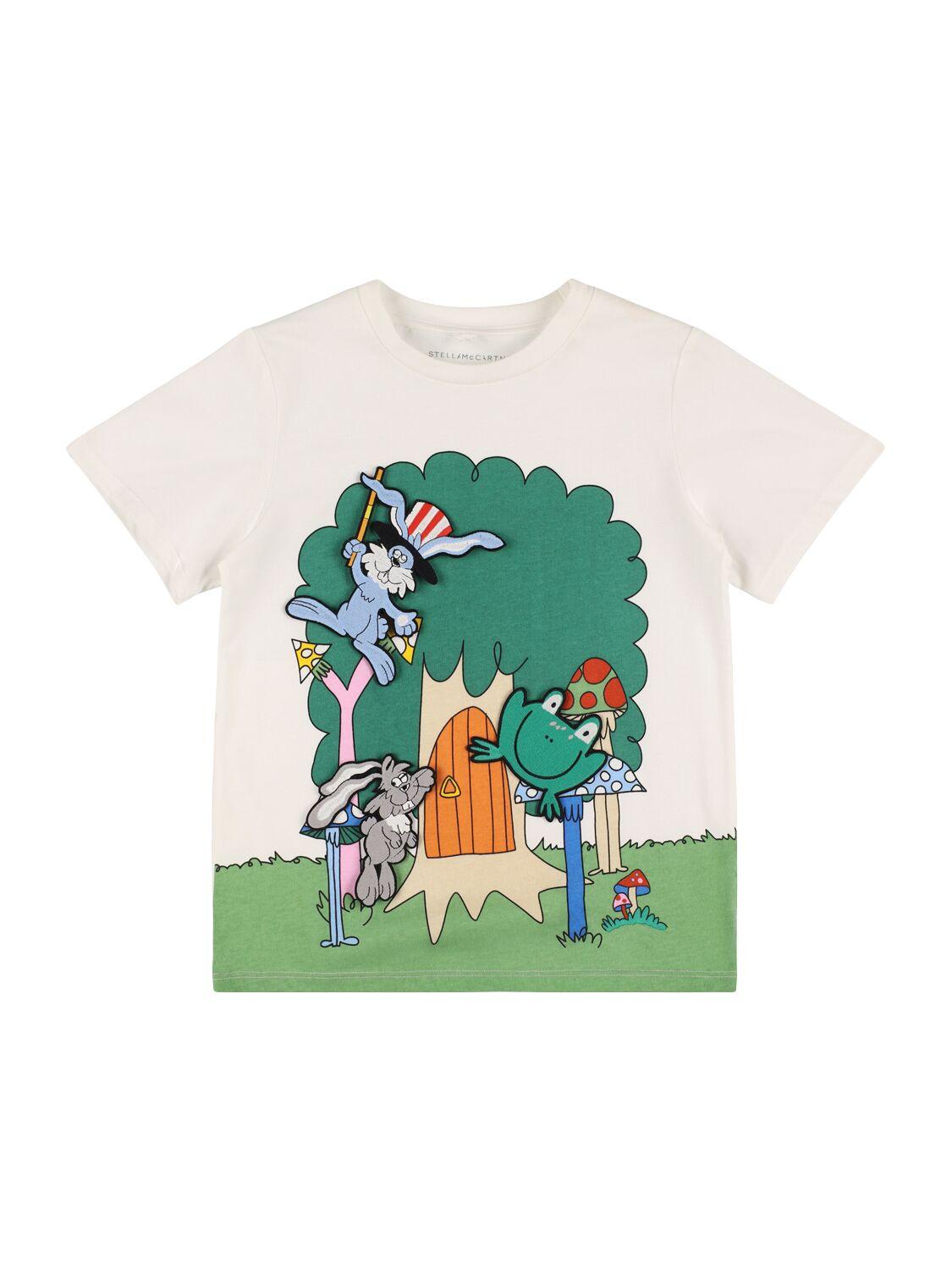 Printed Cotton Jersey T-shirt W/ Patches by STELLA MCCARTNEY