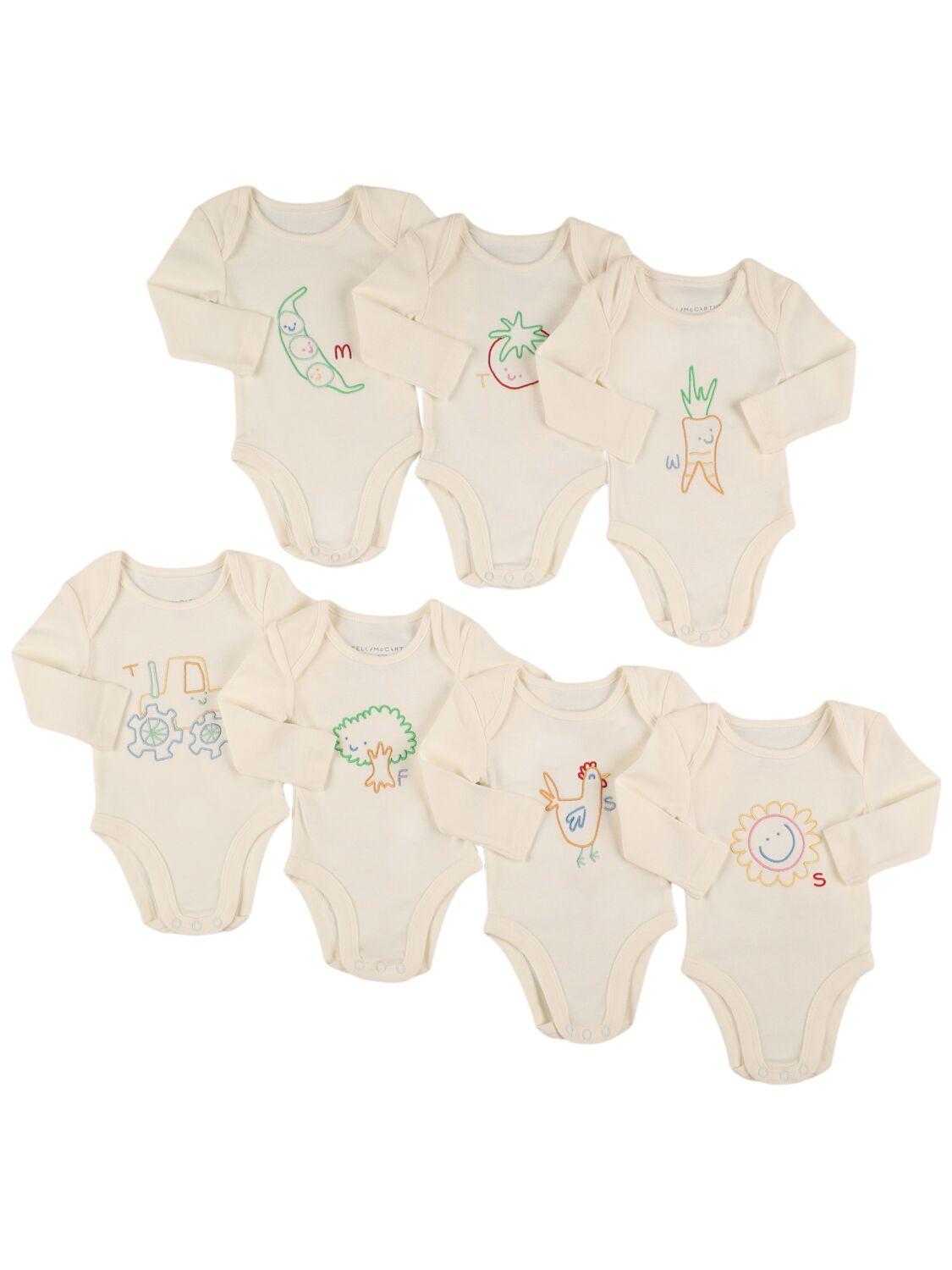 Set Of 7 Cotton Jersey Rompers by STELLA MCCARTNEY