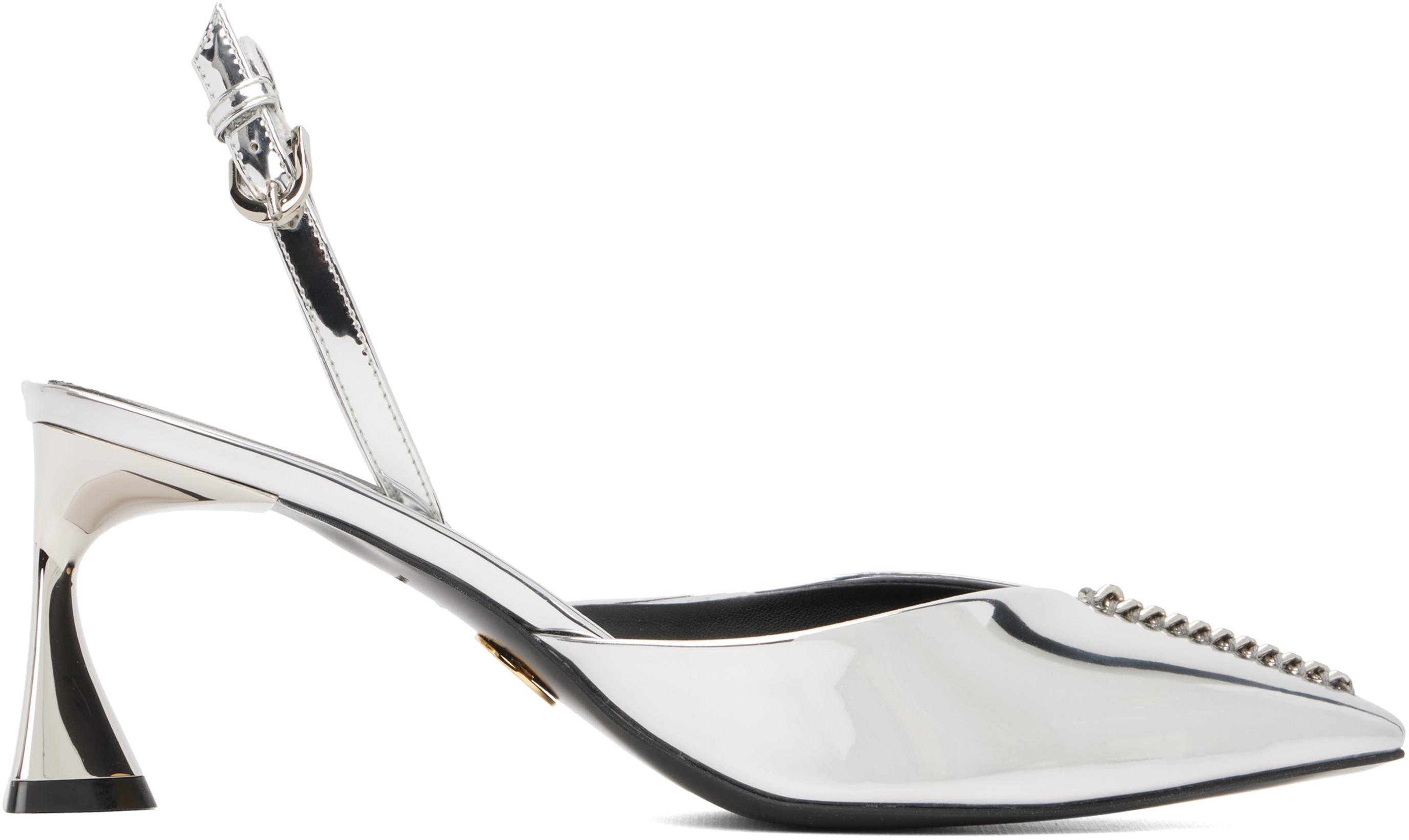 Silver Elsa Patent Slingback Heels by STELLA MCCARTNEY
