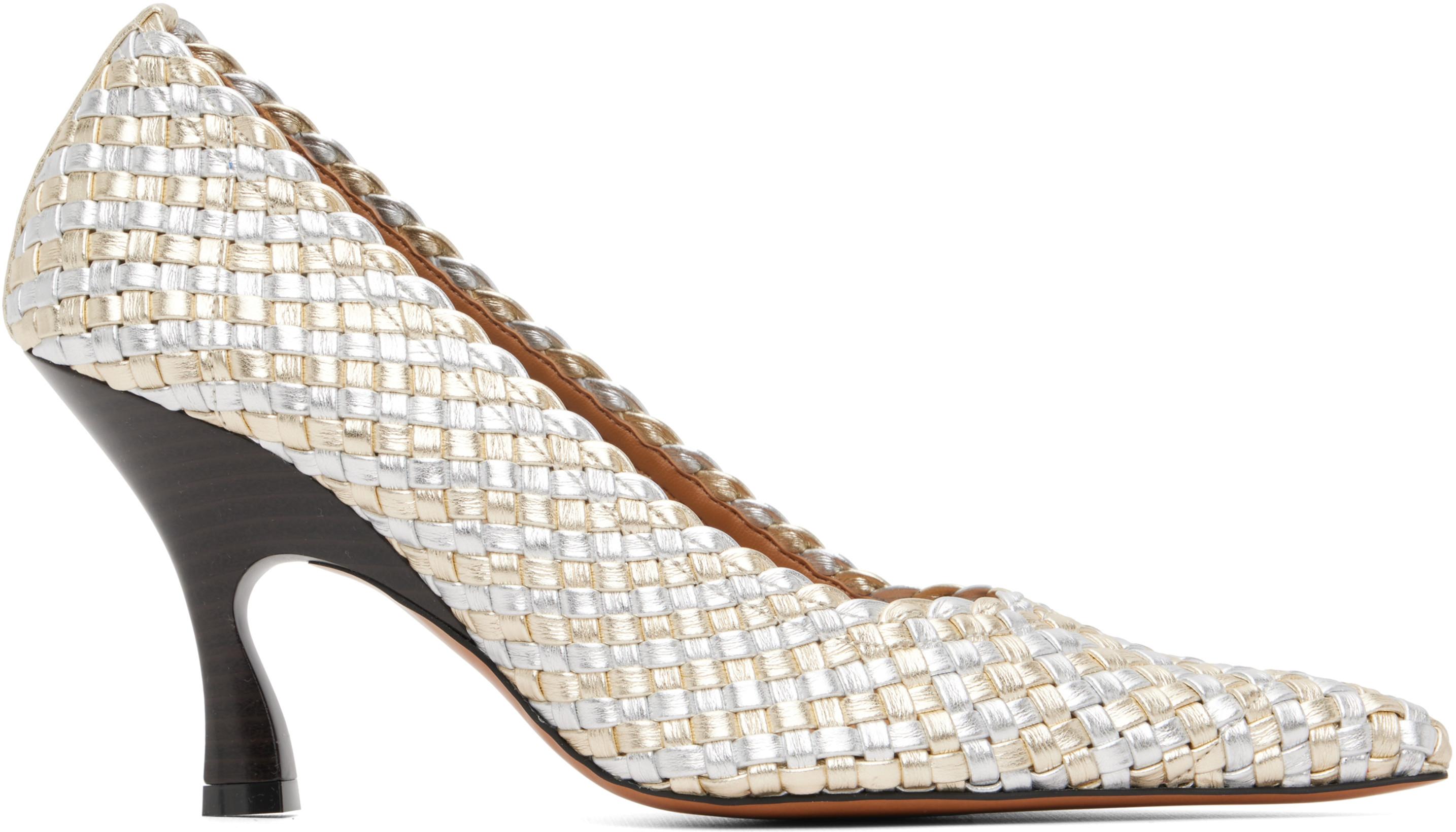 Silver & Gold Elsa Woven Metallic Heels by STELLA MCCARTNEY