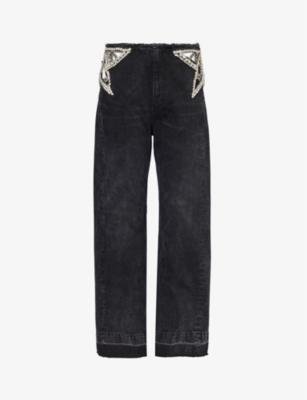 Star cut-out mid-rise regular-fit denim jeans by STELLA MCCARTNEY