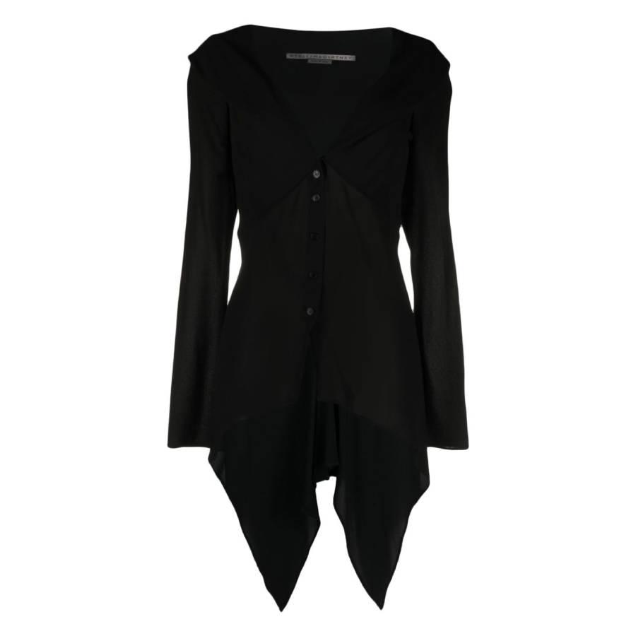 Stella McCartney Black Asymmetric-Hem Buttoned Moulded Cardigan by STELLA MCCARTNEY