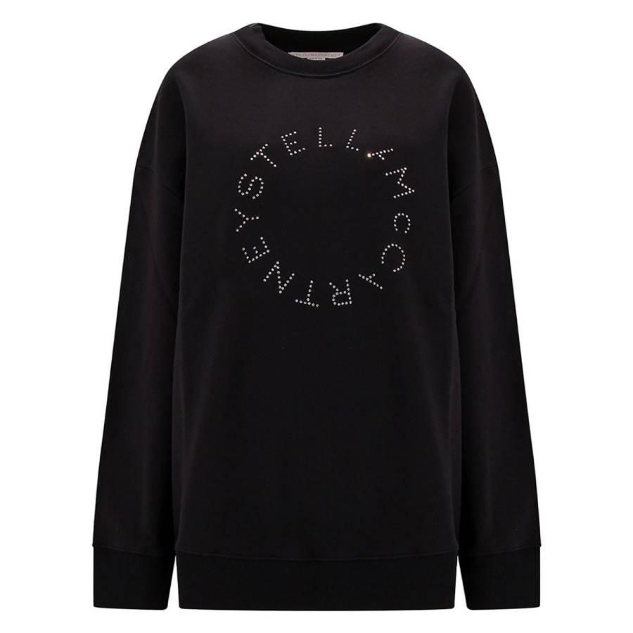 Stella McCartney Black Rhinestone Logo Sweatshirt by STELLA MCCARTNEY