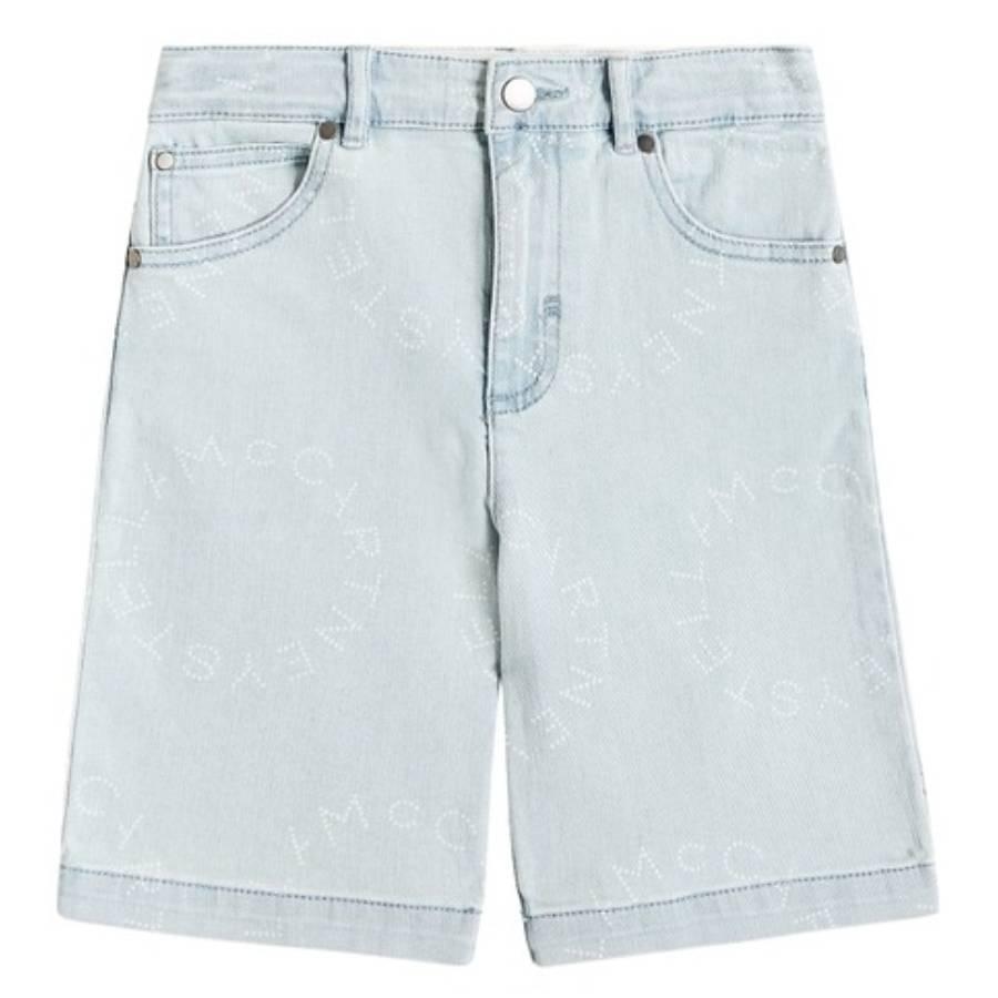 Stella McCartney Kids Logo Print Denim Shorts by STELLA MCCARTNEY