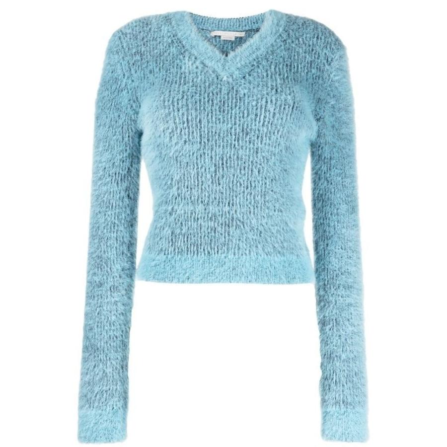 Stella McCartney Ladies Blue Brushed-Effect Ribbed-Knit Jumper by STELLA MCCARTNEY
