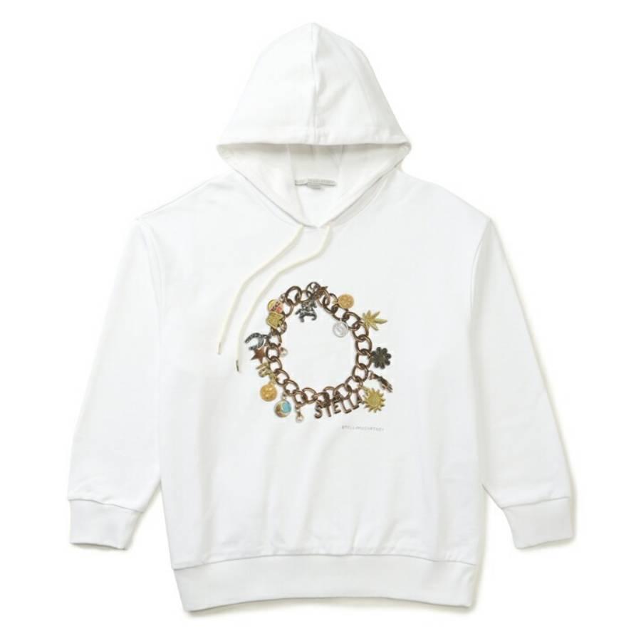 Stella McCartney White Cotton Bracelet-Print Hooded Sweatshirt by STELLA MCCARTNEY