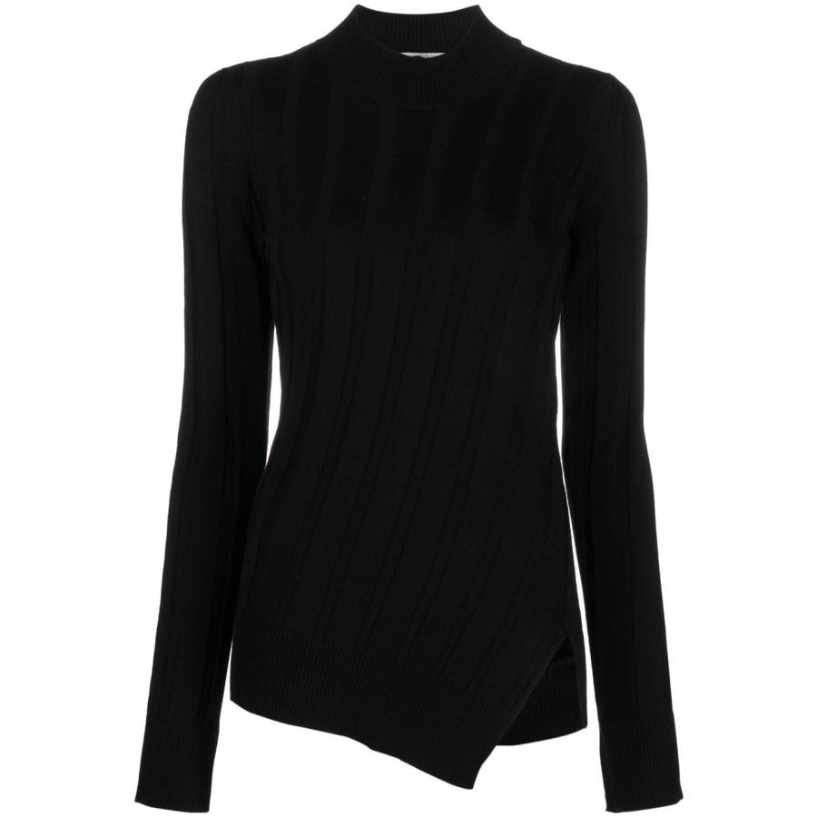 Stella Mccartney Ladies Black Asymmetric-Hem Knit Jumper by STELLA MCCARTNEY