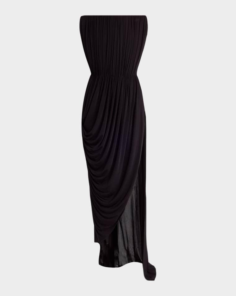 Strapless Draped Crepe Jersey Slit Gown by STELLA MCCARTNEY