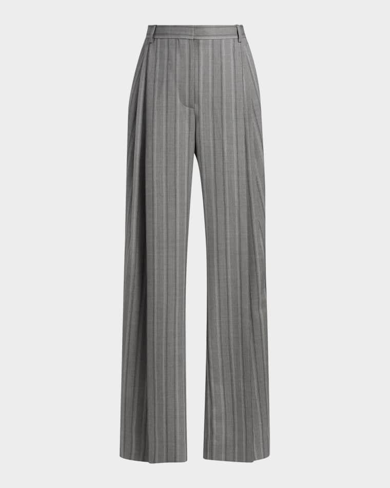 Striped Wool Pleated Straight-Leg Trousers by STELLA MCCARTNEY