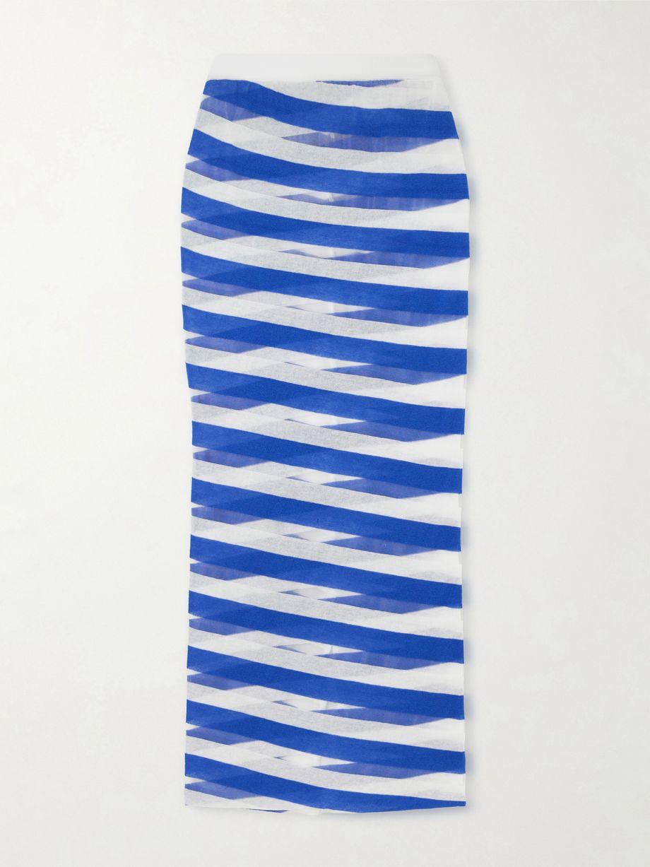 Striped mesh-paneled cotton-blend midi skirt by STELLA MCCARTNEY