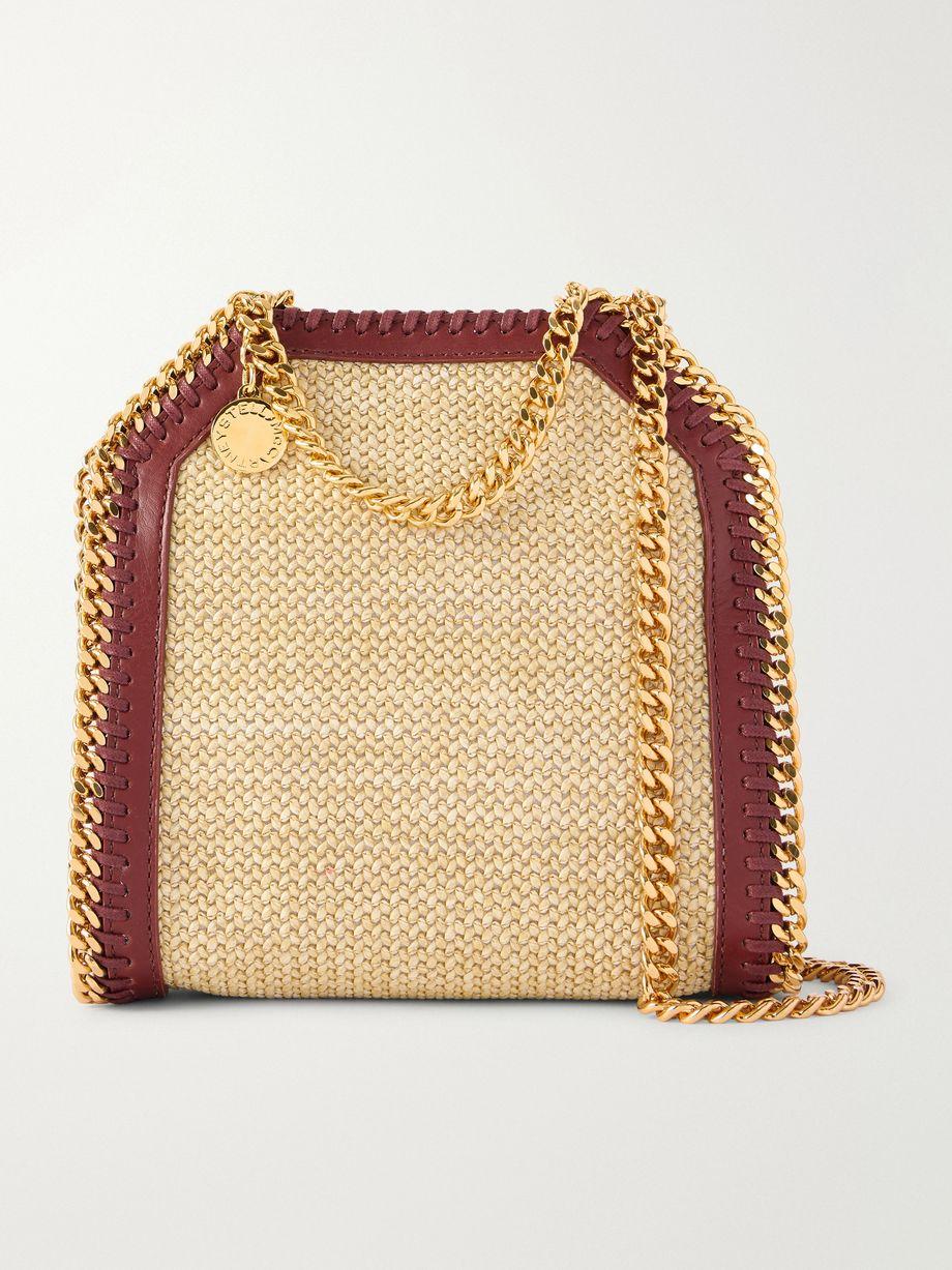 The Falabella tiny vegetarian leather-trimmed raffia shoulder bag by STELLA MCCARTNEY