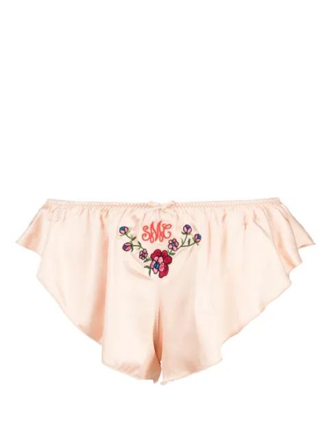 floral-embroidered satin pyjama bottoms by STELLA MCCARTNEY