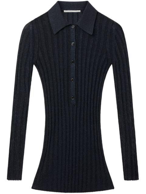 lurex ribbed-knit polo top by STELLA MCCARTNEY