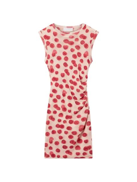 raspberry-print ruched mini dress by STELLA MCCARTNEY