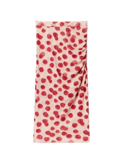 raspberry-print ruched skirt by STELLA MCCARTNEY
