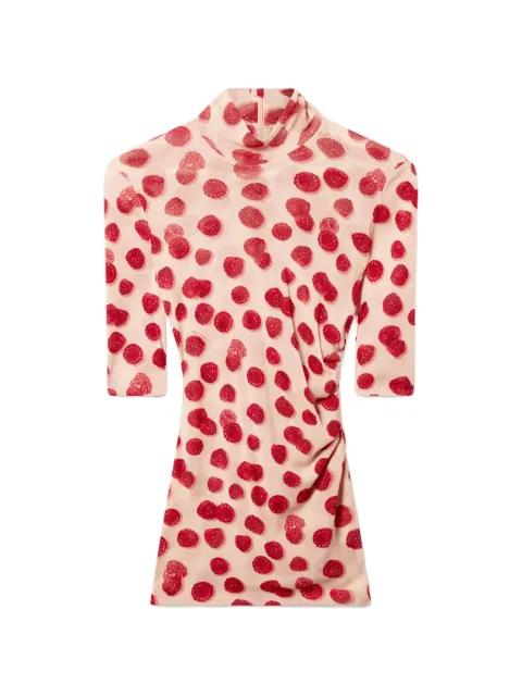 raspberry-print ruched top by STELLA MCCARTNEY