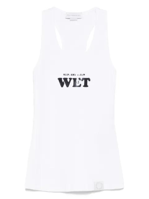 rubberised slogan-print tank top by STELLA MCCARTNEY